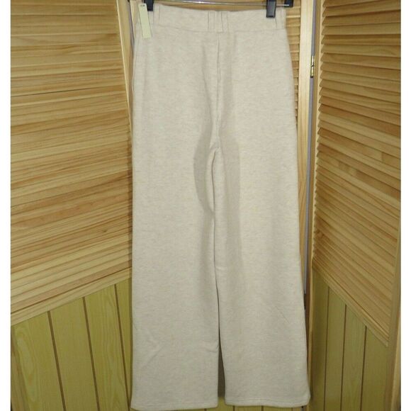 OGL FuzzLuxe Wool Blend High Waist Straight Leg Pull On Pants Beige Size Medium - Picture 2 of 7